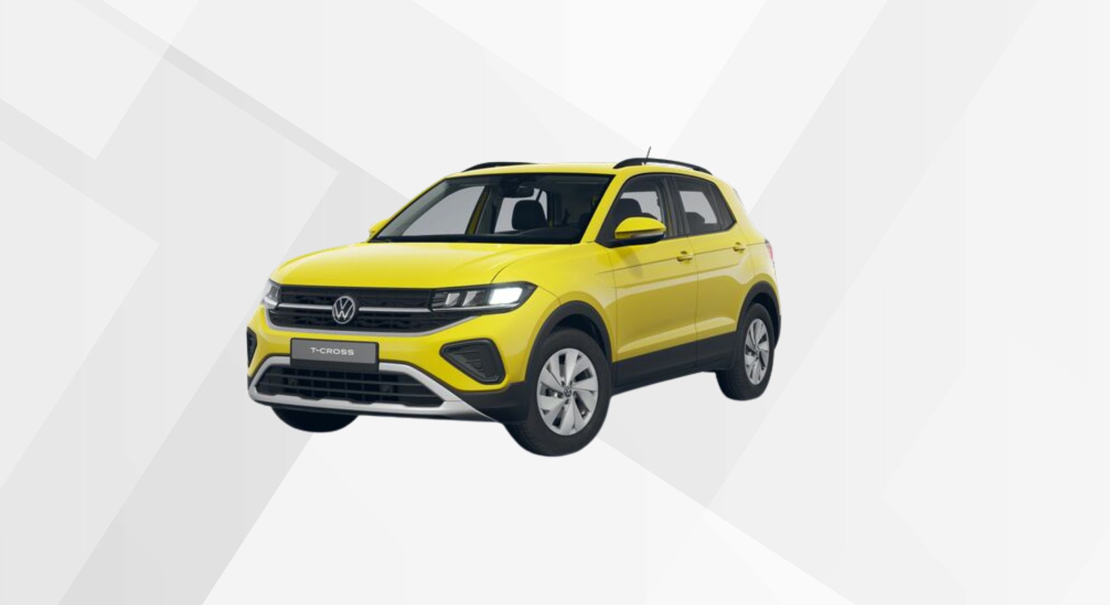 Der VW T-Cross Life in der Farbe Grape Yellow.